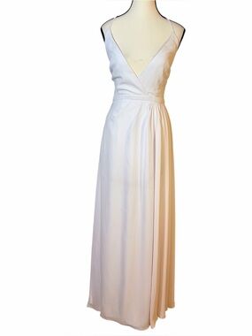 Fame And Partners White Wrap Chiffon Strappy Dress Women Size 4 Wedding Prom NWT